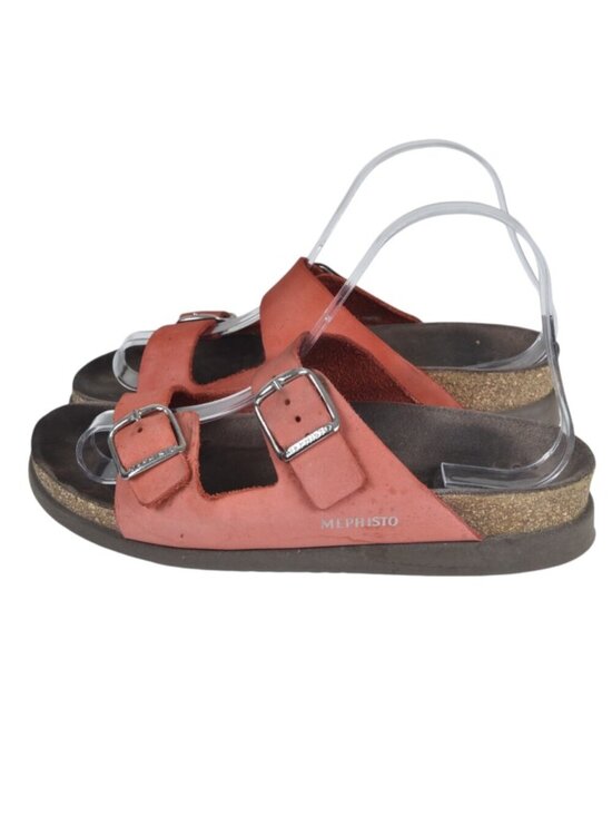 Mephisto Shoes - Mephisto Hester Cork Sandal Leather Adjustable Straps Red/Orange Size 37 US 7